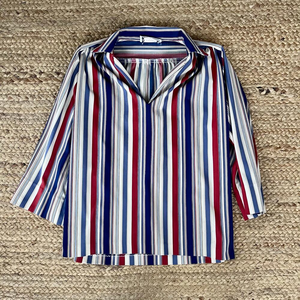 Vintage 70s polyester striped blouse